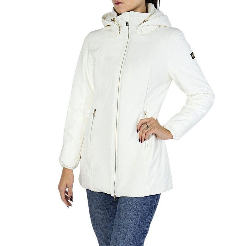 Yes Zee Polyamide Coat with Button Closure and Front Pockets Women White